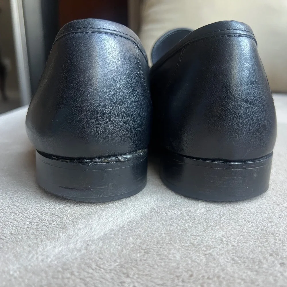 Pugnaloni Men 9-9.5‎ EU 42 Black Leather Loafers Classic Slip On Shoes Italy